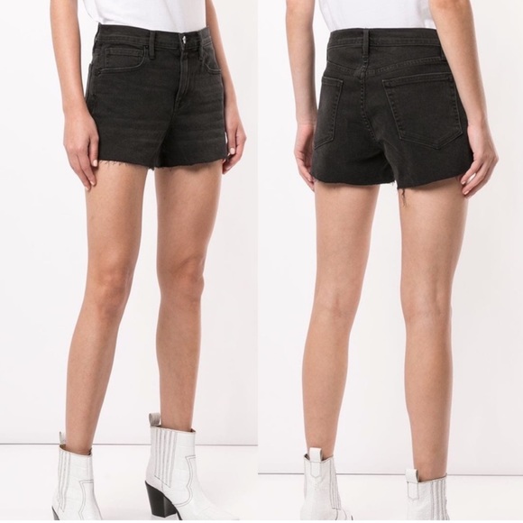 FRAME Le Bridgette High Waist Raw Edge Cutoff Denim Short 29 NEW no Tags Grey - Picture 4 of 9